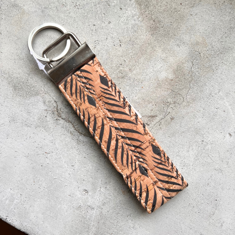 Geometric Leaf – Cork Leather Keychain