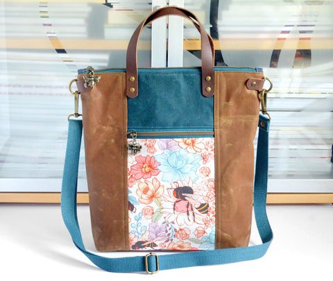 Bee Floral Crossbody Tote Bag - 1