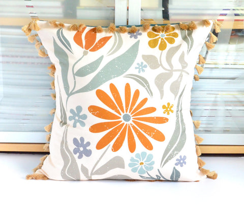 18x18" Pillow Cover - Ochre Boho Daisy  - 1