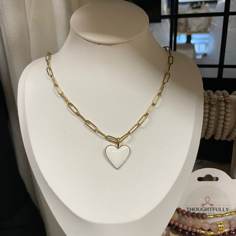 White heart paper clip necklace - 1