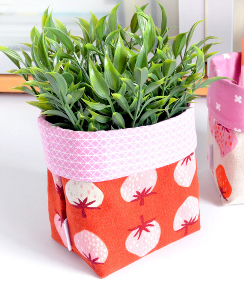 Red Strawberry Fabric Plant Pot - 1