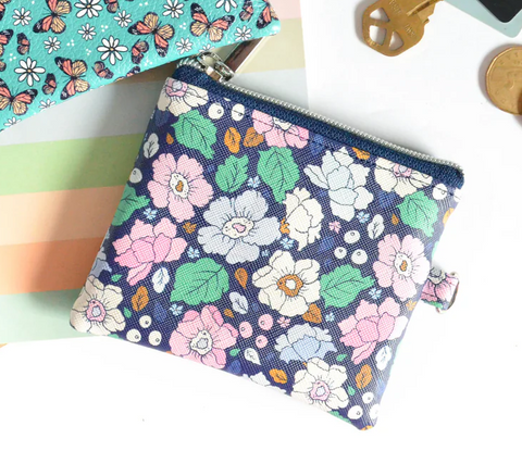 Navy Floral Faux-Leather Coin Purse - 1