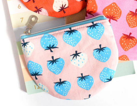 Pink Strawberries Round Coin Purse - 1