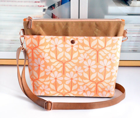 Orange Retro Floral Crossbody Bag - 1