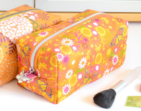 Orange Butterfly Boxy Toiletry Bag - 1