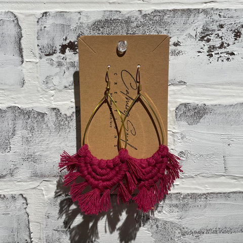 Earrings - Dark pink Teardrop