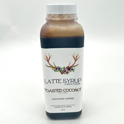 Toasted Coconut Latte Syrup - Oma's Pantre - 16 oz
