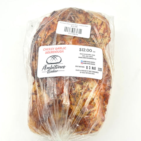 Sourdough Cheesy Garlic Bread - Ambitious Baker - 1 loaf