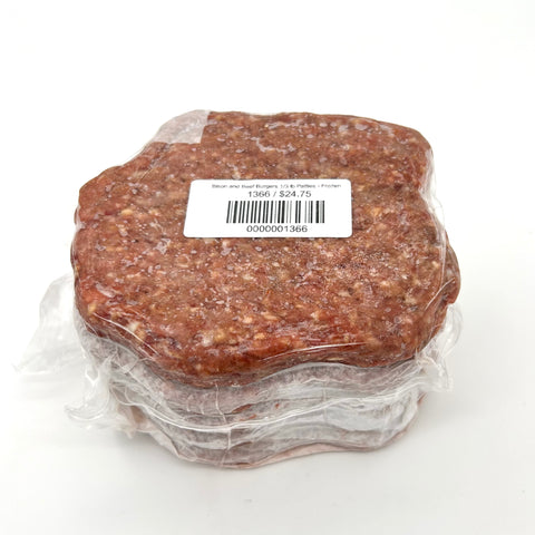 Bison and Beef Burgers 1/3 lb Patties - Frozen - Prairie Meats - 5 Pack