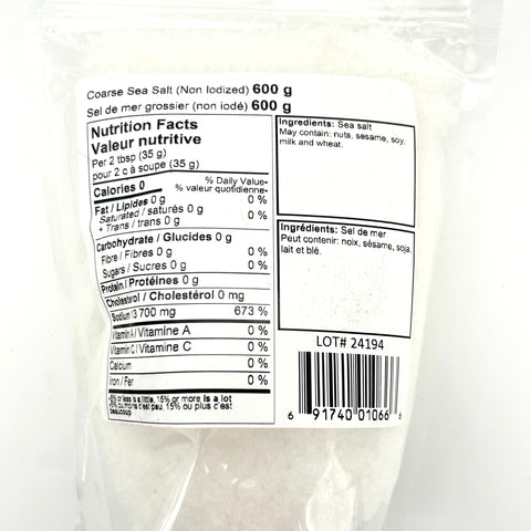 Coarse Sea Salt (Non Iodized) - Greenboy Foods - 600g