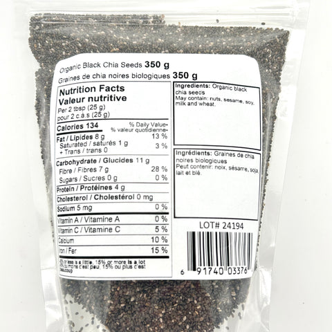 Organic Black Chia Seeds - Greenboy Foods - 350g