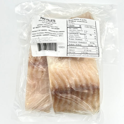 Pike Fillet - frozen - Wild Caught, Northern SK &amp; MB - Approx 1Lb