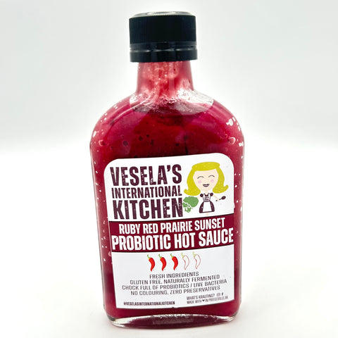 Probiotic Hot Sauce - Ruby Red Prairie Sunset - Vesela's International Kitchen