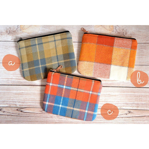 Rustic Plaid Flannel Small Zipper Pouch