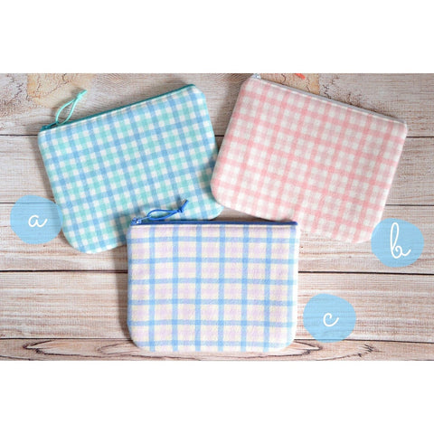 Purple Pastel Plaid Small Zipper Pouch