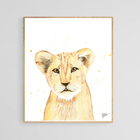 Lion Cub Watercolour Print