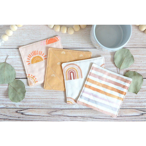 Sunny Stripes Boho Rainbow – Drink Coaster Set