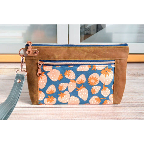 Rose Gold Strawberry - Double-Zip Wristlet