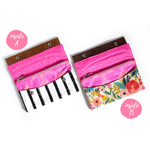 Pink Rifle Paper Co Garden Party Large Leather Snap Wallet