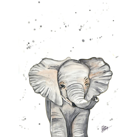 Baby Elephant Watercolour Print