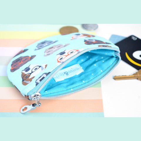 Light Blue Pups Round Coin Purse