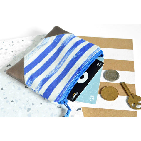 Blue Boho Leather Coin Purse