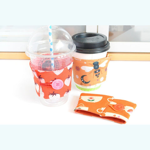 Orange Tea Cups Coffee Sleeve