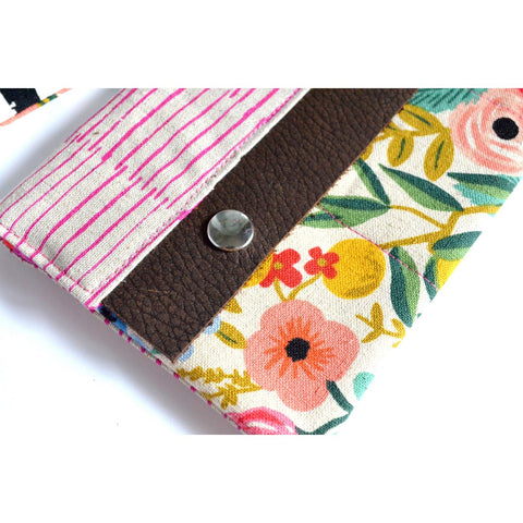 Pink Rifle Paper Co Garden Party Large Leather Snap Wallet