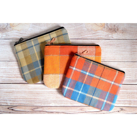 Rustic Plaid Flannel Small Zipper Pouch