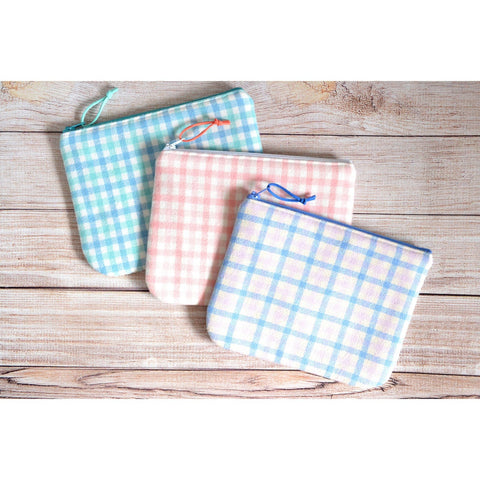 Purple Pastel Plaid Small Zipper Pouch