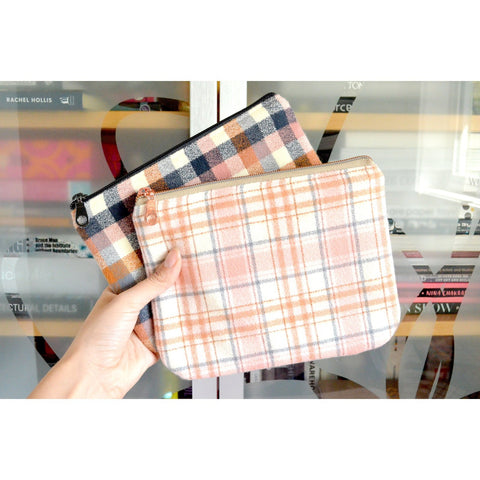 Rustic Plaid Flannel Small Zipper Pouch