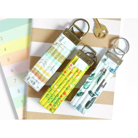 Bright Green Mini Floral Fabric Keychain