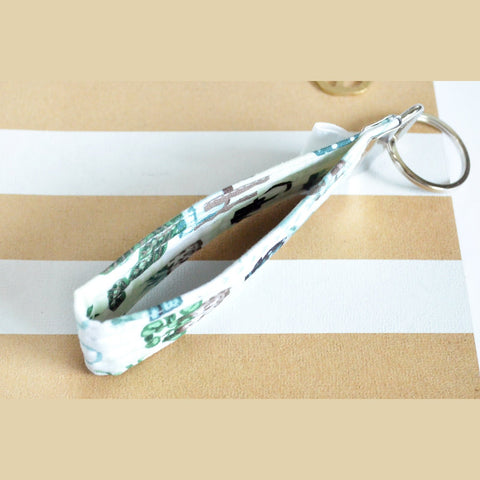 Bright Green Mini Floral Fabric Keychain