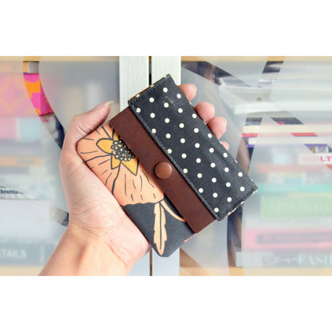 Black Poppy Mini Leather Snap Wallet