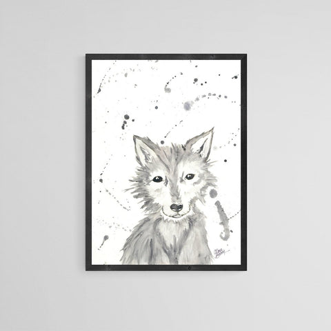 Wolf Cub Watercolour Print